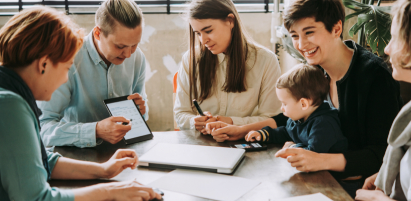 Family making a business plan